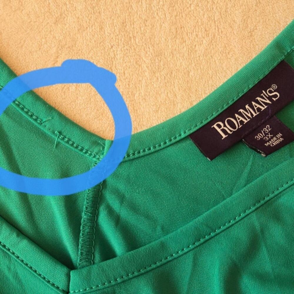 Sz 30/32W ROAMANS Spring Green V-neck and Back Short-sleeved Swing Dress - Picture 5 of 9